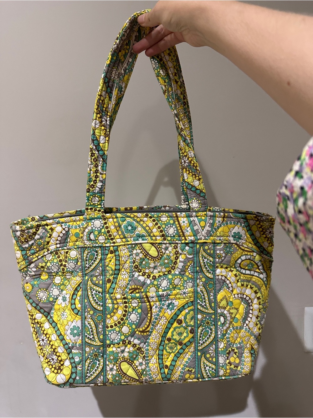 Vera Bradley Yellow Green Paisley Quilted Tote